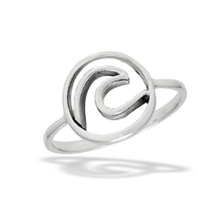 Sterling Silver Breaking Wave In Sun Ring