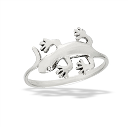 Sterling Silver Lurking Gecko Ring