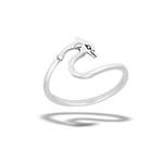 Sterling Silver Dolphin Cresting Ocean Wave Ring