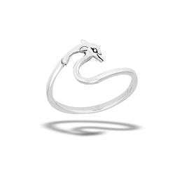 Sterling Silver Dolphin Cresting Ocean Wave Ring