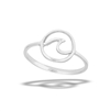 Sterling Silver Wave In Front Of Sun Ring