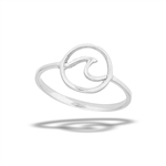 Sterling Silver Wave In Front Of Sun Ring