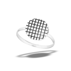 Sterling Silver Modern Crosshatch Circular Ring