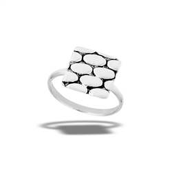 Sterling Silver Modern Square With Ovals Design Ring