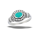 Sterling Silver Bali Style Synthetic Turquoise Ring With Braiding And Granulation