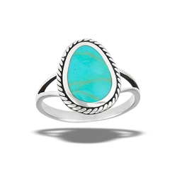 Sterling Silver Braided Synthetic Turquoise Ring With Split Shank