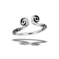 Sterling Silver Adjustable Double Swirl Ring With Cool Design