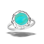 Sterling Silver Celtic Weave Ring With Synthetic Turquoise