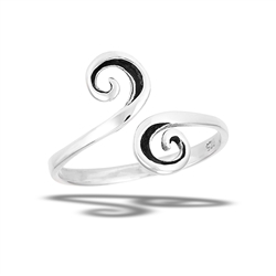 Sterling Silver Oxidized Adjustable Squiggle Ring