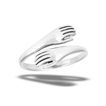 Sterling Silver Adjustable Alternating Hands Ring