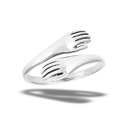 Sterling Silver Adjustable Alternating Hands Ring