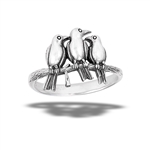 Sterling Silver Blackbird Sitting On Branch Ring