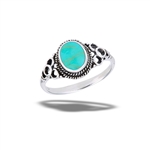 Sterling Silver Braided Oval Ring With Synthetic Turquoise