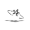 Sterling Silver Oxidized Periwinkle Flower Toe Ring