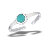 Sterling Silver Toe Ring With Synthetic Turquoise