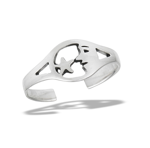 moon and star toe ring