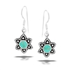 Sterling Silver Flower Burst Dangle Earring With Synthetic Turquoise