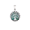 Sterling Silver Two Sided Synthetic Turquoise With Tree Of Life Pendant