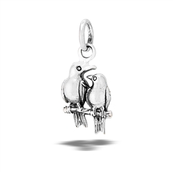 Sterling Silver Mother And Baby Bird On Branch Pendant