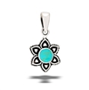 Sterling Silver Flower Burst Pendant With Synthetic Turquoise