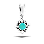 Sterling Silver Embellished Pendant With Synthetic Turquoise